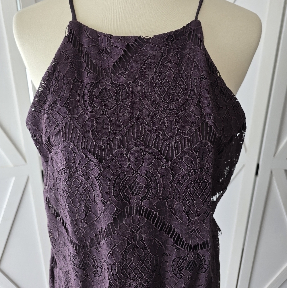 Exhilaration (NWT) Strappy Plum Color Midi Lace Dress - Picture 2 of 10